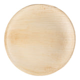 Round palm leaf eco-friendly disposable dinner plates, 10-inch diameter, natural finish